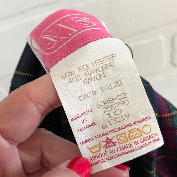 Vintage Midi Skirt Pleated Plaid Academia School prep Purple Green Sz 10 Petite - Picture 7 of 7